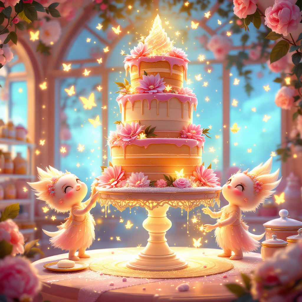 Magical Fairy Cake with glowing effects