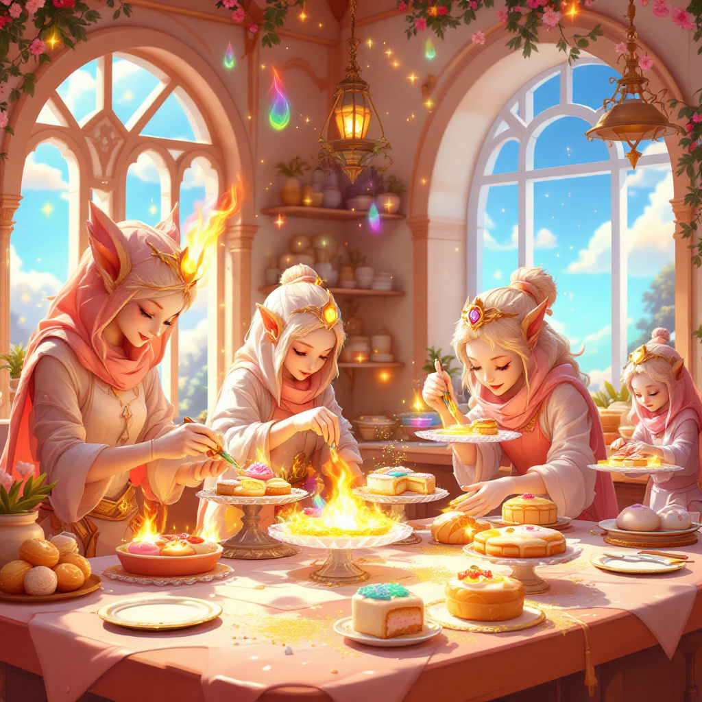 Magical pastries with enchanted flame effects
